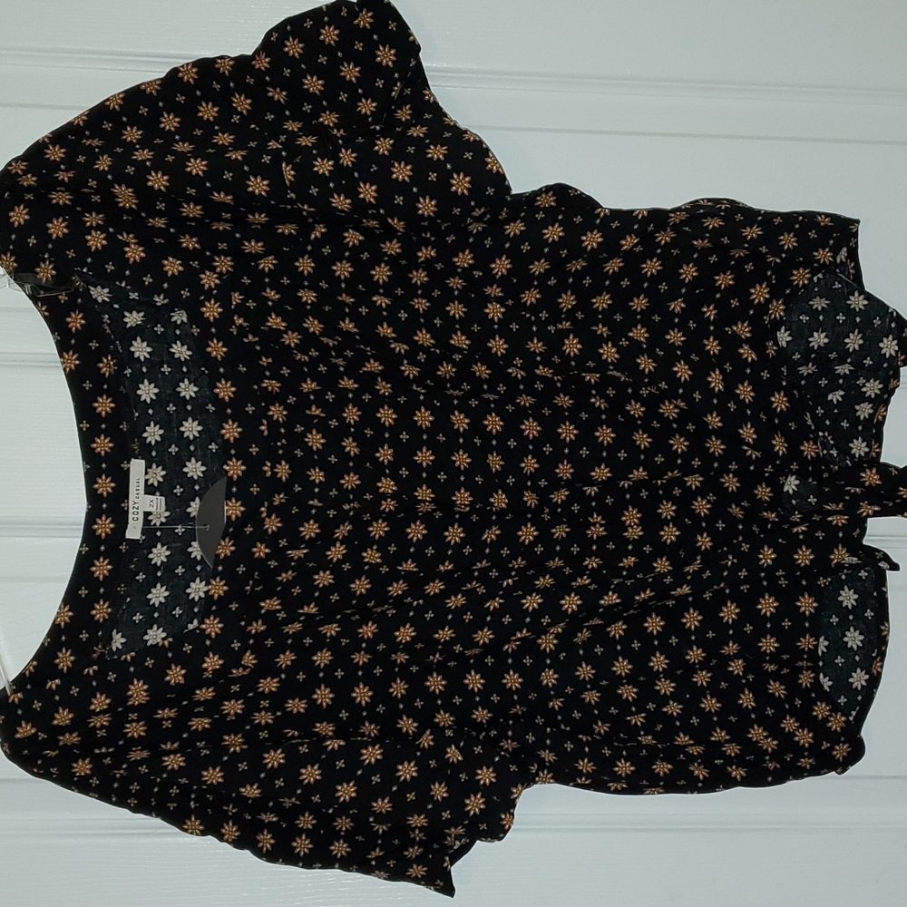 Cozy Casual Tie Front Top, 2X